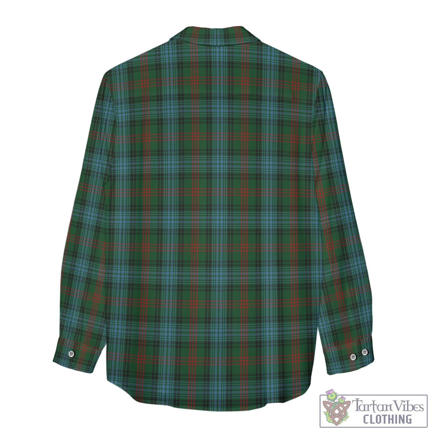 Tartan Vibes Clothing Ross Hunting Tartan Womens Casual Shirt with Family Crest