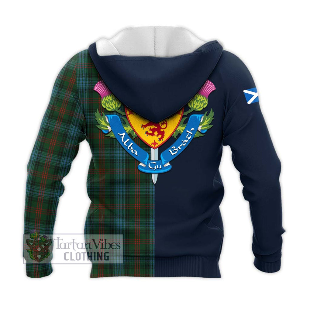 Tartan Vibes Clothing Ross Hunting Tartan Knitted Hoodie with Scottish Lion Royal Arm Half Style