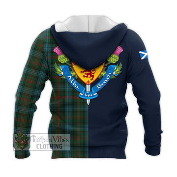 Ross Hunting Tartan Knitted Hoodie Alba with Scottish Lion Royal Arm Half Style