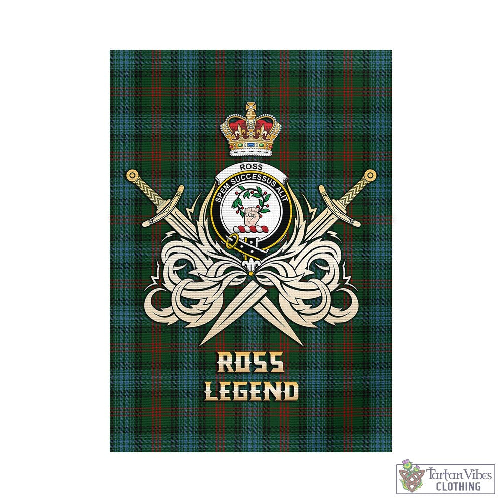 Tartan Vibes Clothing Ross Hunting Tartan Flag with Clan Crest and the Golden Sword of Courageous Legacy