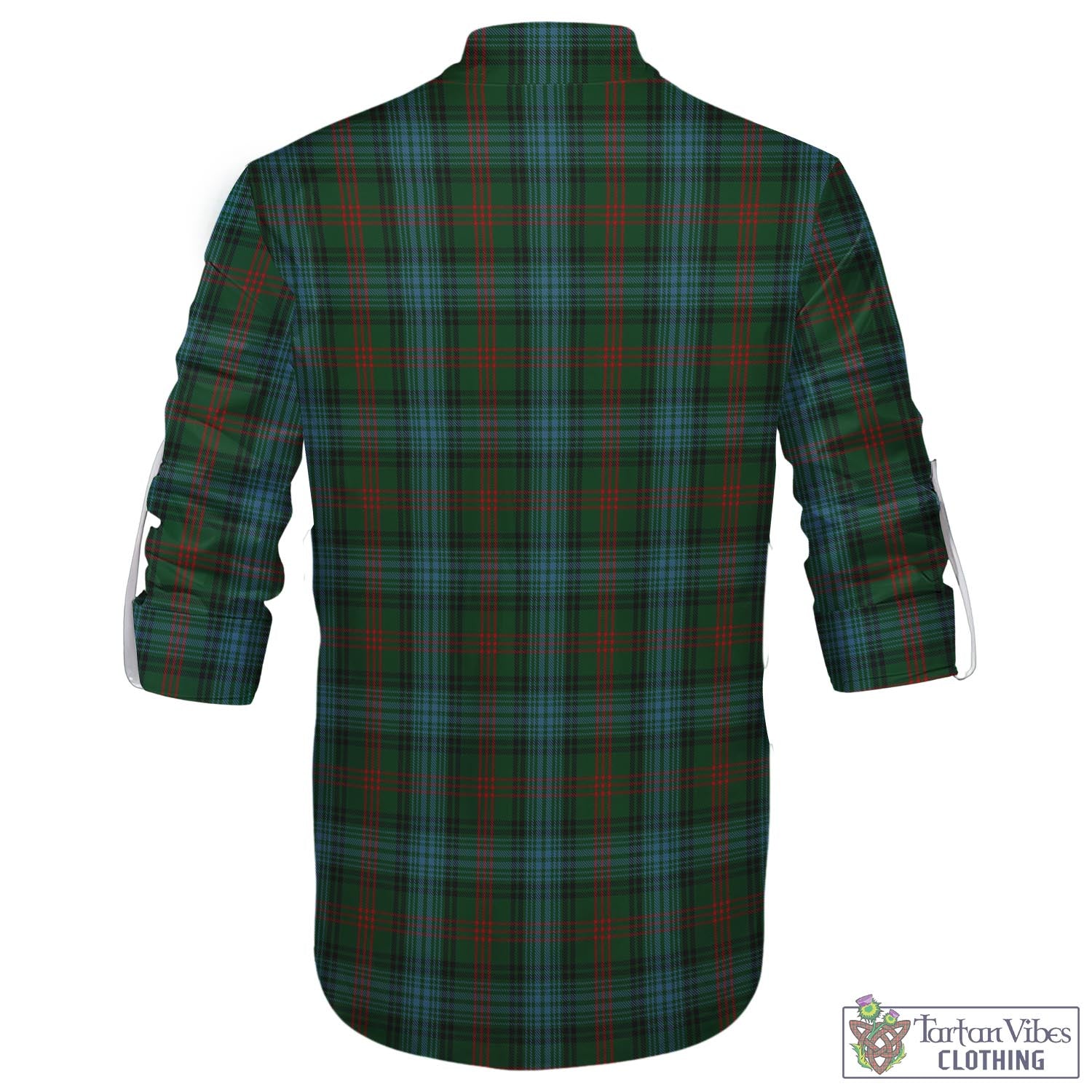 Tartan Vibes Clothing Ross Hunting Tartan Men's Scottish Traditional Jacobite Ghillie Kilt Shirt with Family Crest