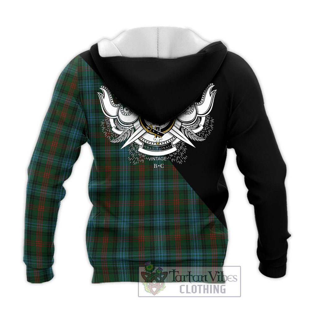 Ross Hunting Tartan Knitted Hoodie with Family Crest and Military Logo Style - Tartanvibesclothing Shop