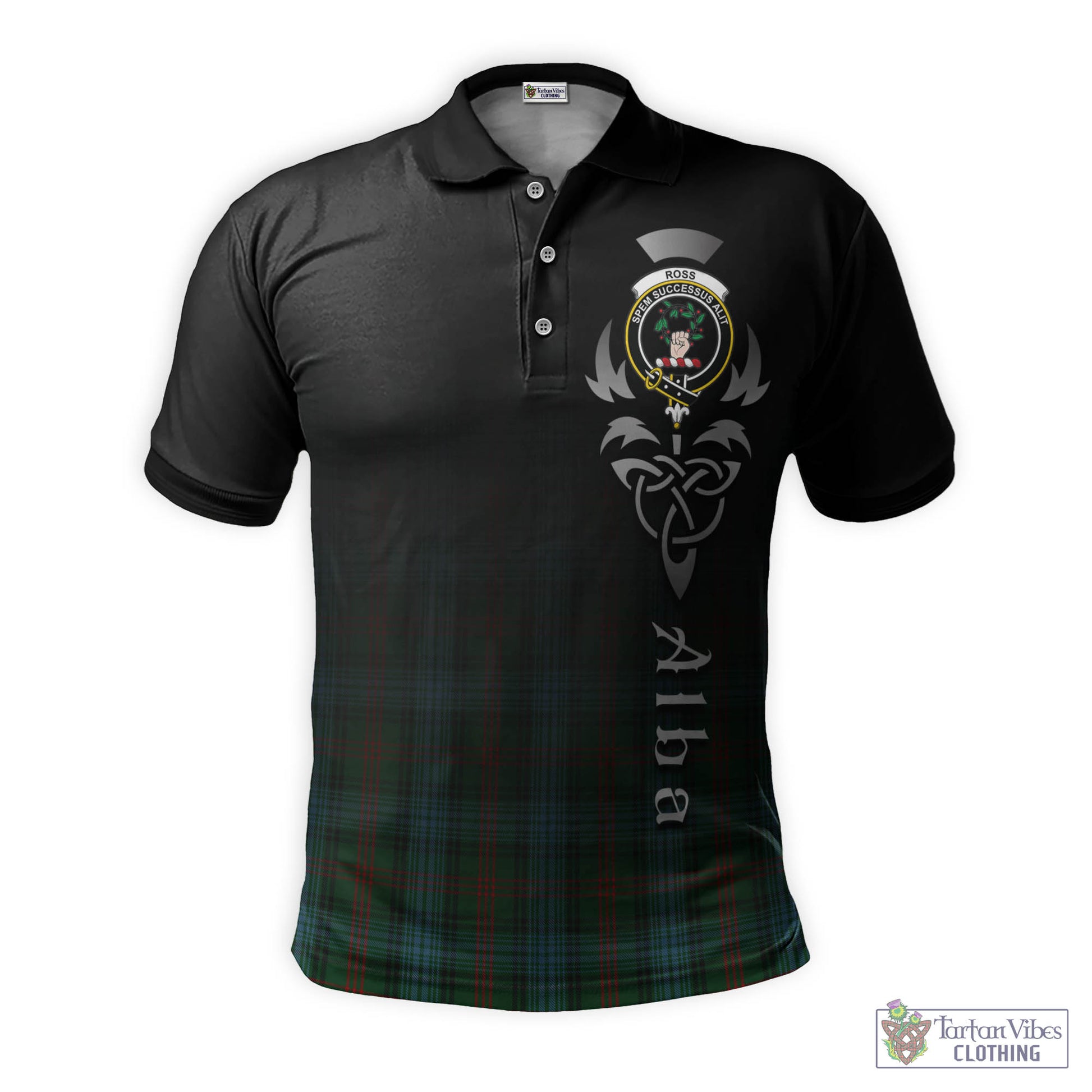 Tartan Vibes Clothing Ross Hunting Tartan Polo Shirt Featuring Alba Gu Brath Family Crest Celtic Inspired