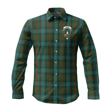 Ross Hunting Tartan Long Sleeve Button Up Shirt with Family Crest