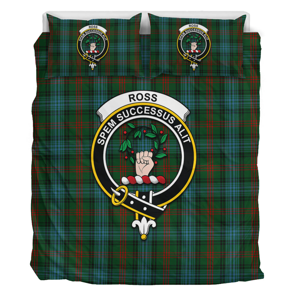 Ross Hunting Tartan Bedding Set with Family Crest - Tartan Vibes Clothing