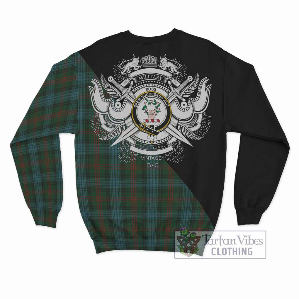 Ross Hunting Tartan Sweatshirt with Family Crest and Military Logo Style - Tartanvibesclothing Shop