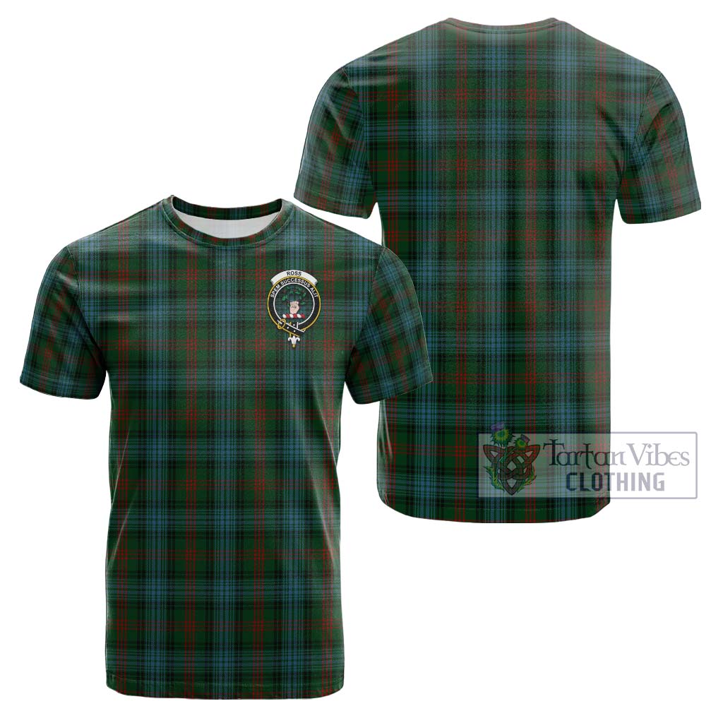 Tartan Vibes Clothing Ross Hunting Tartan Cotton T-Shirt with Family Crest