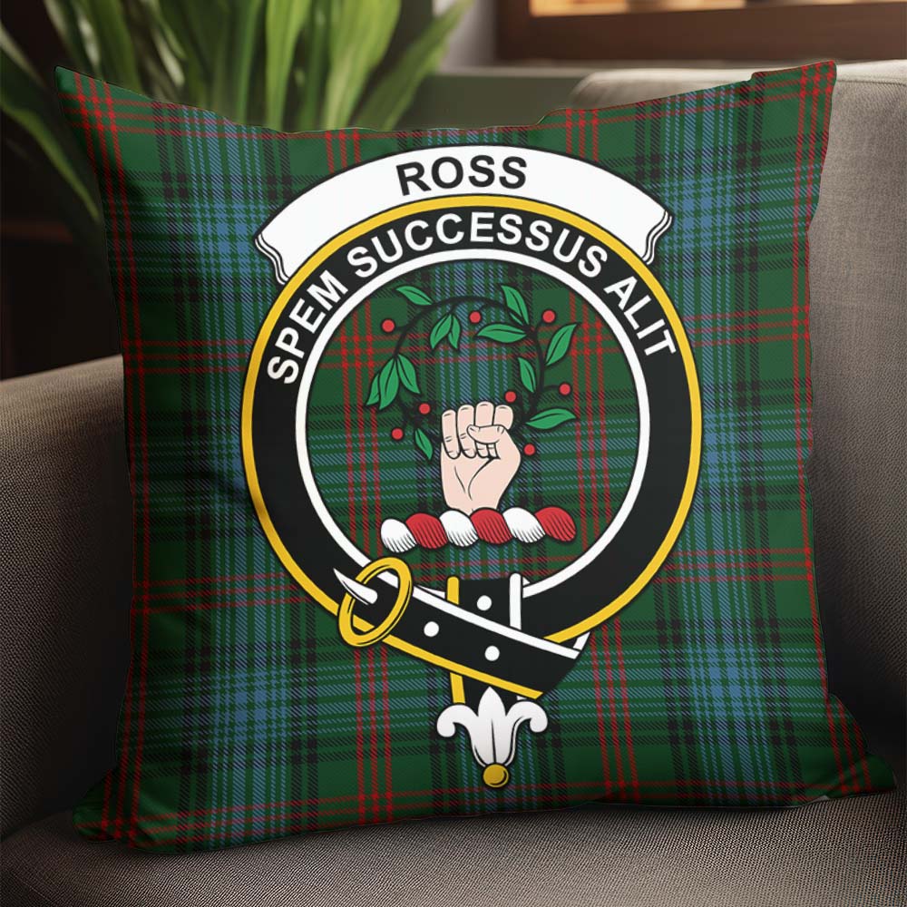 Ross Hunting Tartan Pillow Cover with Family Crest - Tartanvibesclothing