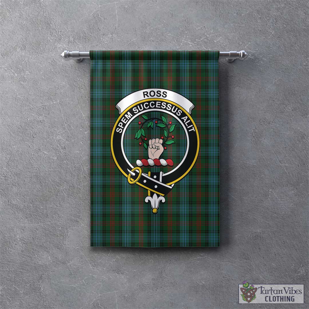 Tartan Vibes Clothing Ross Hunting Tartan Gonfalon, Tartan Banner with Family Crest