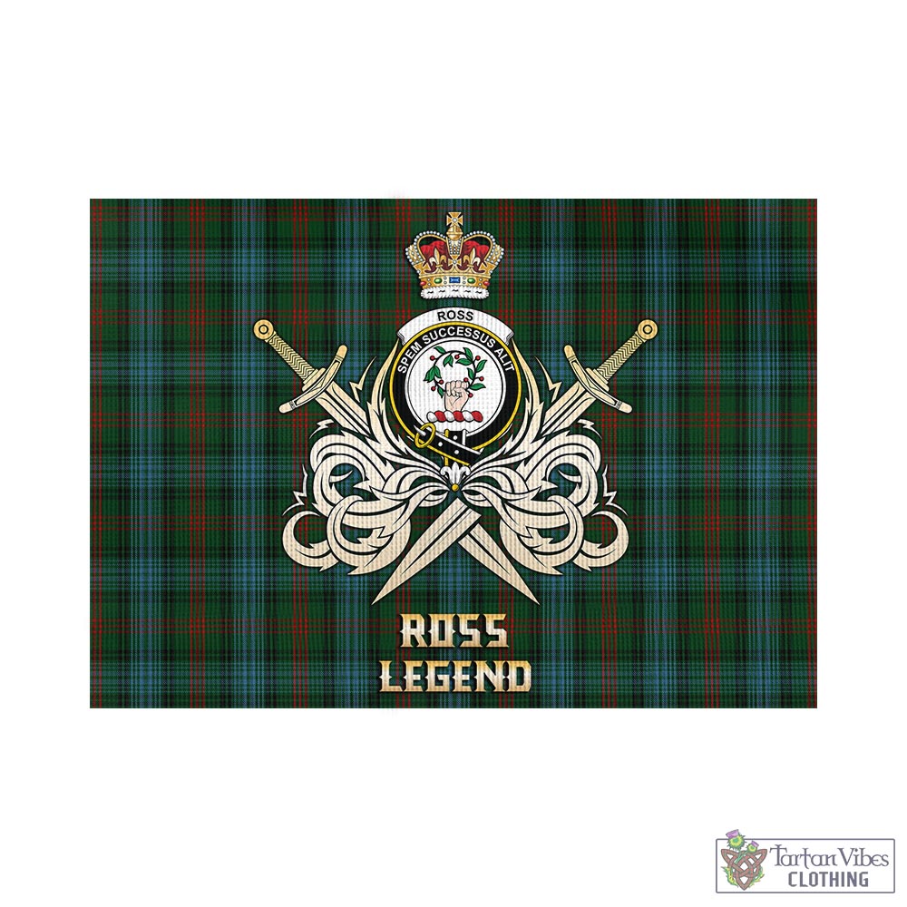 Tartan Vibes Clothing Ross Hunting Tartan Flag with Clan Crest and the Golden Sword of Courageous Legacy