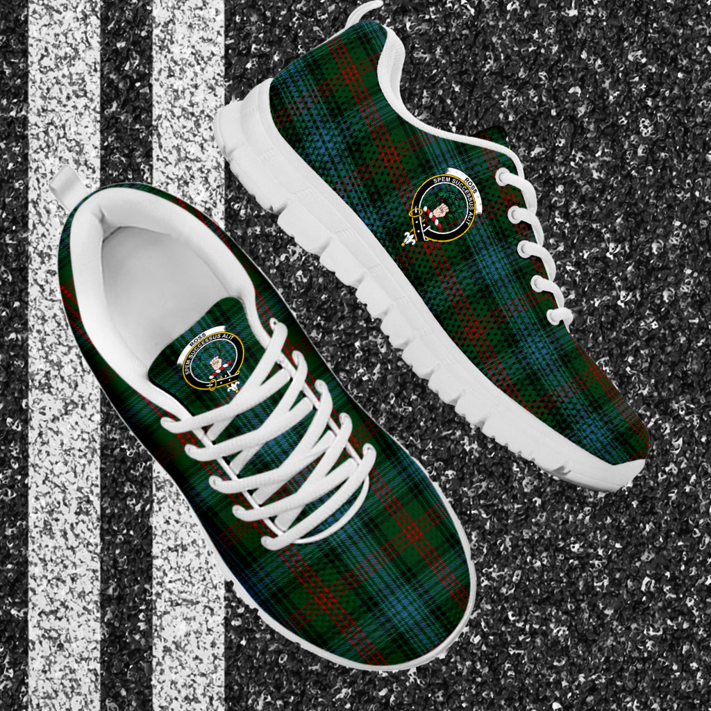 Ross Hunting Tartan Sneakers with Family Crest - Tartan Vibes Clothing