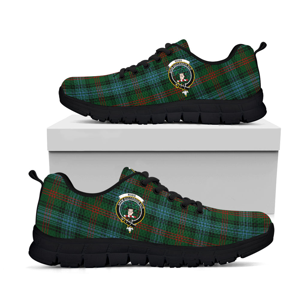 Ross Hunting Tartan Sneakers with Family Crest - Tartan Vibes Clothing