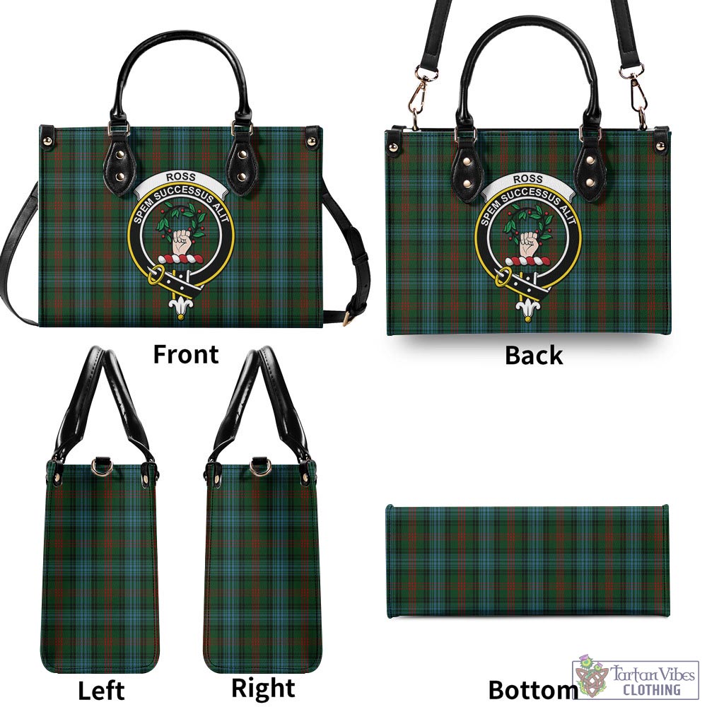 Tartan Vibes Clothing Ross Hunting Tartan Luxury Leather Handbags with Family Crest