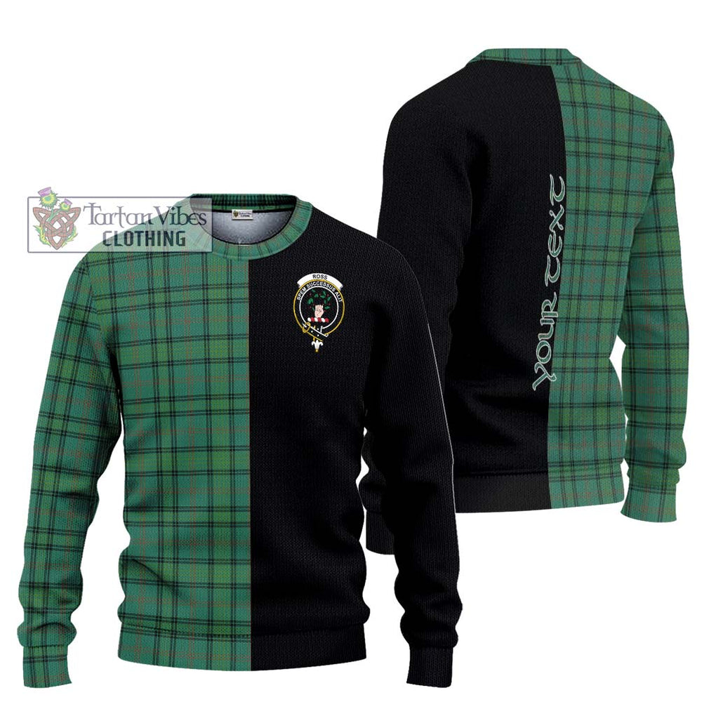 Ross Hunting Ancient Tartan Knitted Sweater with Family Crest and Half Of Me Style Unisex - Tartanvibesclothing Shop