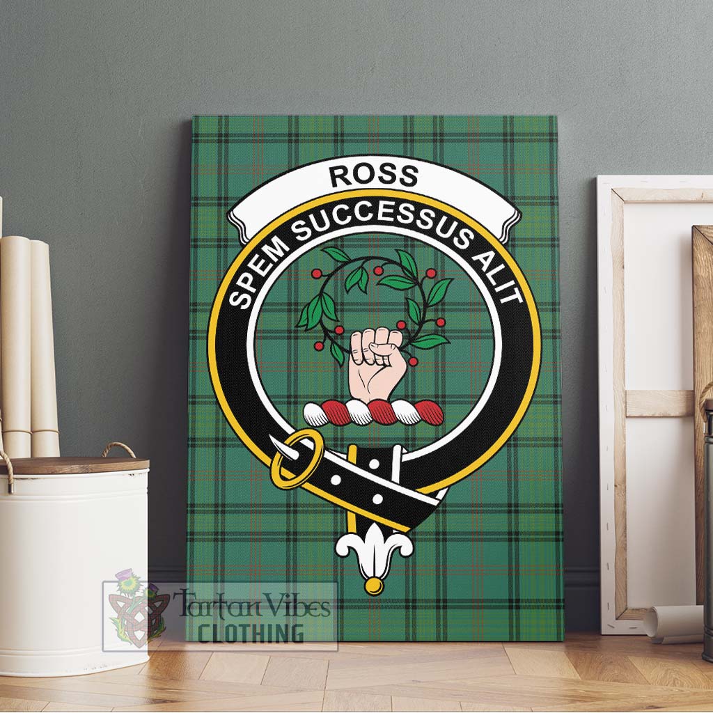 Tartan Vibes Clothing Ross Hunting Ancient Tartan Canvas Print Wall Art with Family Crest