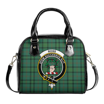 Ross Hunting Ancient Tartan Shoulder Handbags with Family Crest