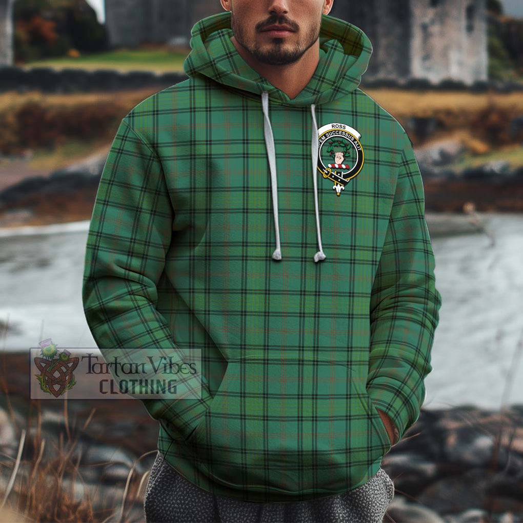 Ross Hunting Ancient Tartan Cotton Hoodie with Family Crest Pullover Hoodie XS - Tartan Vibes Clothing