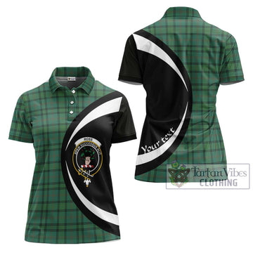 Ross Hunting Ancient Tartan Women's Polo Shirt with Family Crest Circle Style