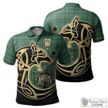 Ross Hunting Ancient Tartan Polo Shirt with Family Crest Celtic Wolf Style