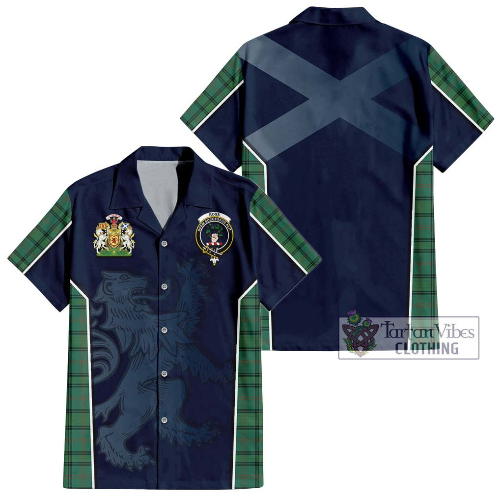 Ross Hunting Ancient Tartan Short Sleeve Button Shirt with Family Crest and Lion Rampant Vibes Sport Style Kid - Tartan Vibes Clothing