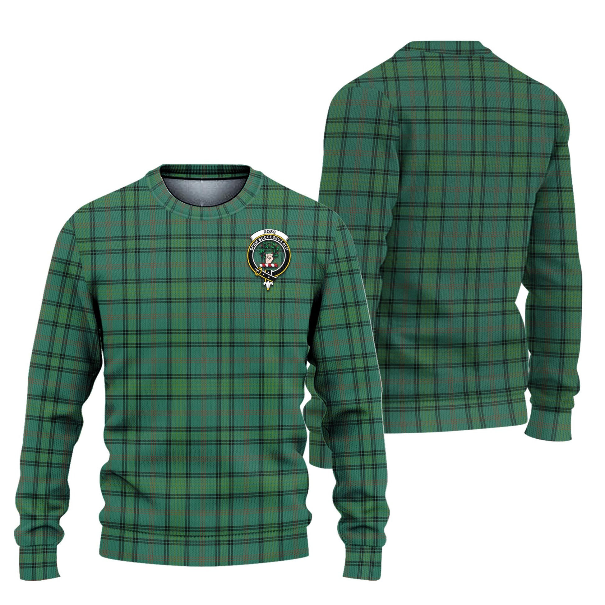 Ross Hunting Ancient Tartan Knitted Sweater with Family Crest Unisex - Tartanvibesclothing