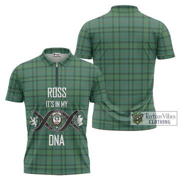 Ross Hunting Ancient Tartan Zipper Polo Shirt with Family Crest DNA In Me Style