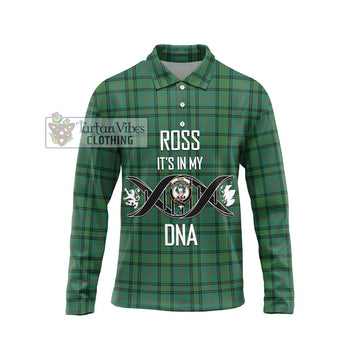 Ross Hunting Ancient Tartan Long Sleeve Polo Shirt with Family Crest DNA In Me Style