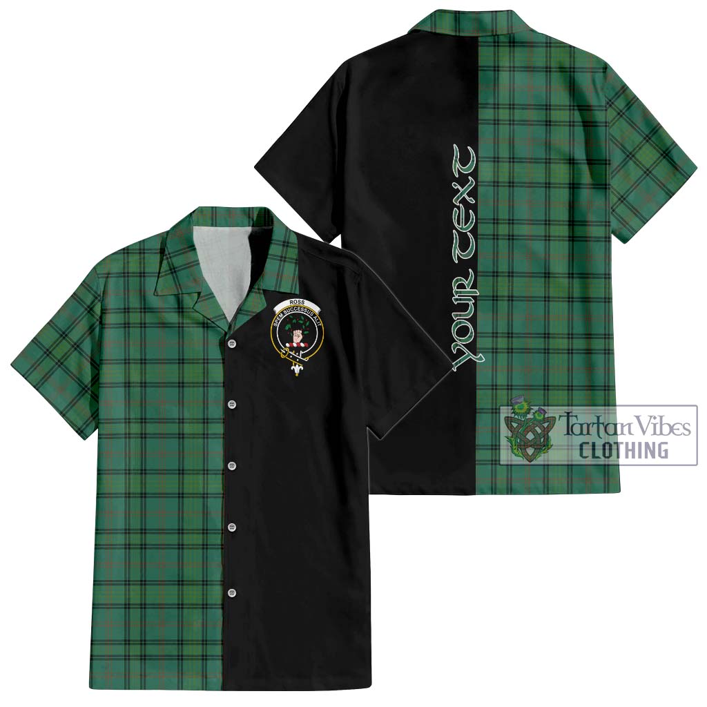 Tartan Vibes Clothing Ross Hunting Ancient Tartan Short Sleeve Button Shirt with Family Crest and Half Of Me Style