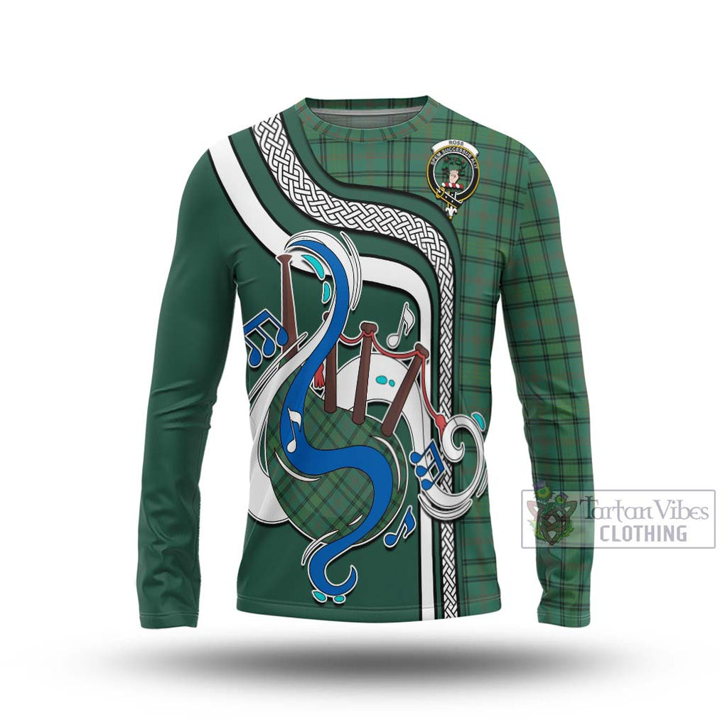 Tartan Vibes Clothing Ross Hunting Ancient Tartan Long Sleeve T-Shirt with Epic Bagpipe Style