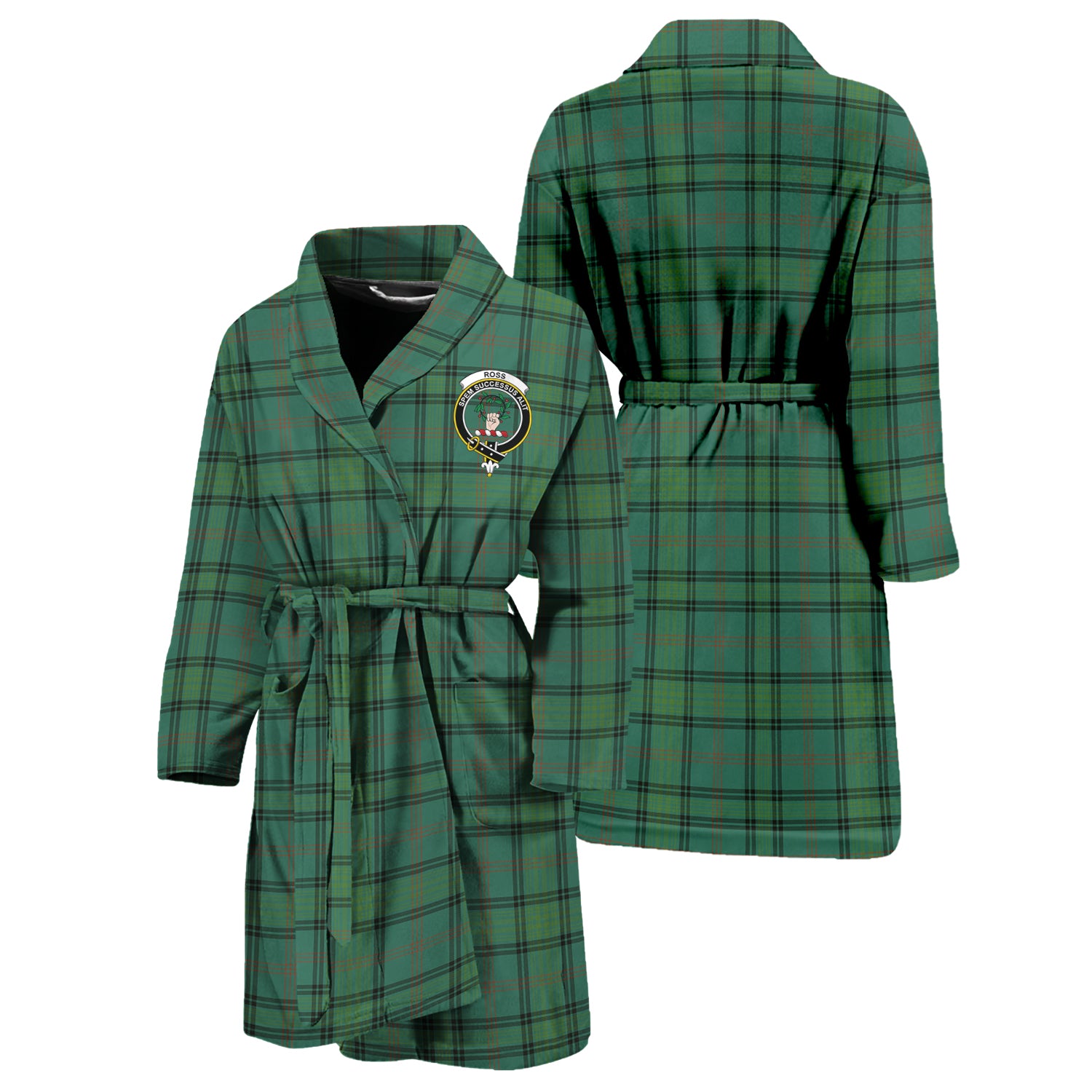 Ross Hunting Ancient Tartan Bathrobe with Family Crest Unisex S - Tartan Vibes Clothing