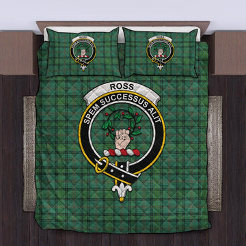 Ross Hunting Ancient Tartan Quilt Bed Set with Family Crest