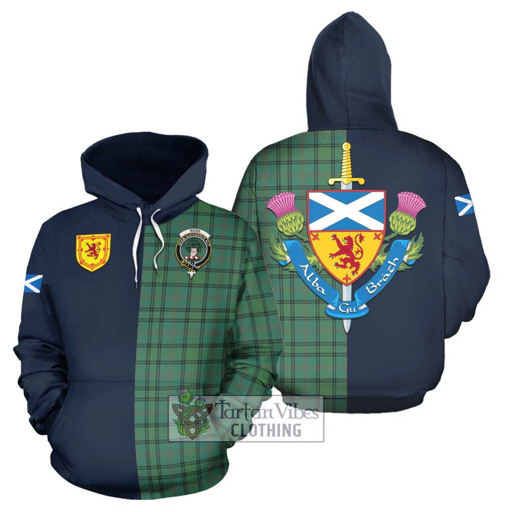 Tartan Vibes Clothing Ross Hunting Ancient Tartan Hoodie with Scottish Lion Royal Arm Half Style