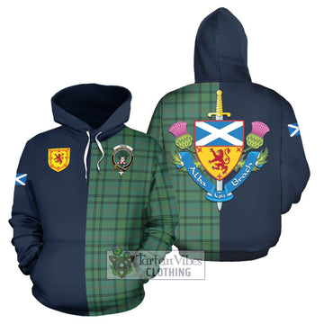 Ross Hunting Ancient Tartan Hoodie with Scottish Lion Royal Arm Half Style