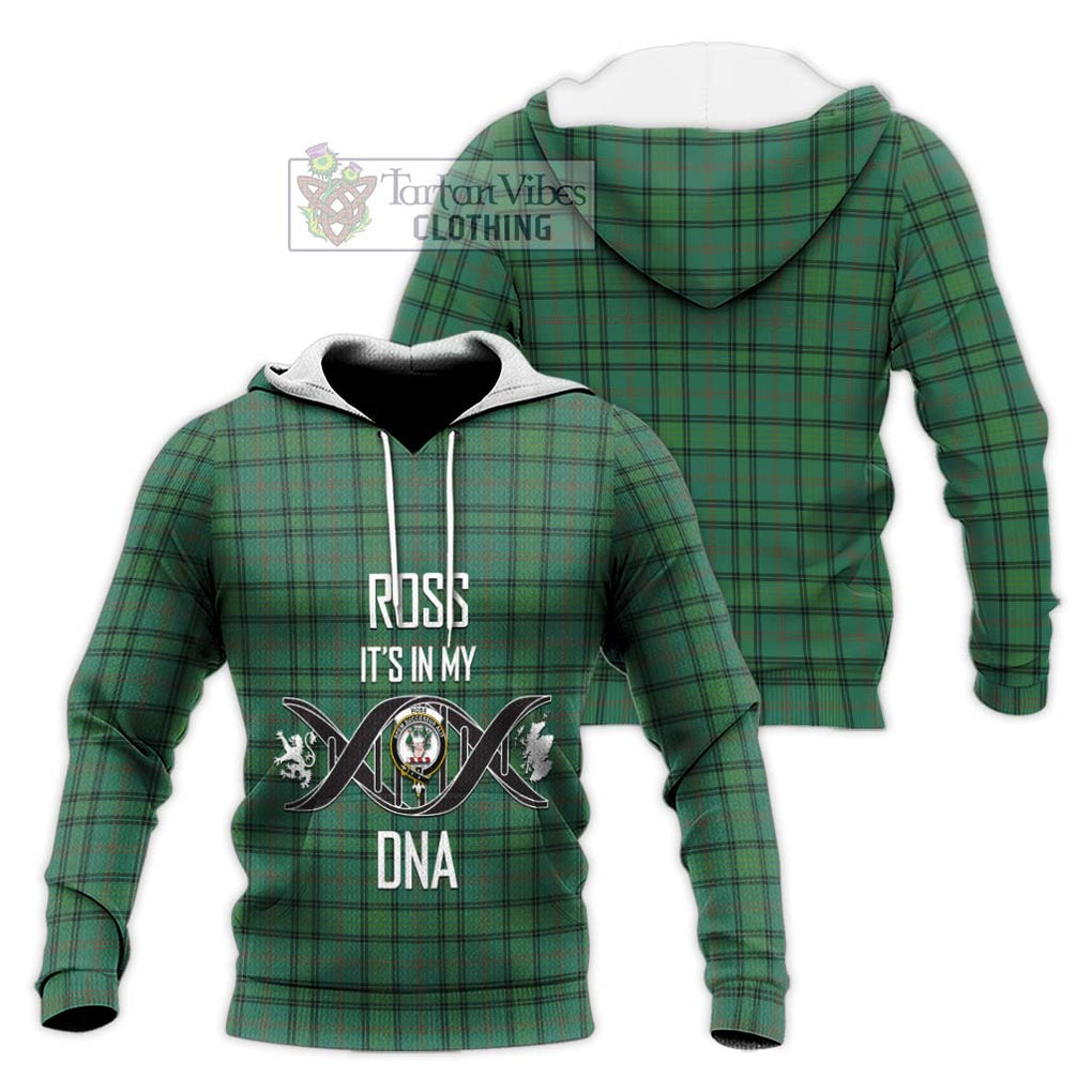 Ross Hunting Ancient Tartan Knitted Hoodie with Family Crest DNA In Me Style Unisex Knitted Pullover Hoodie - Tartanvibesclothing Shop