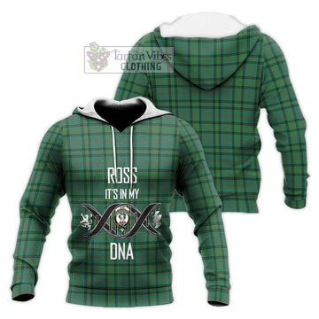 Ross Hunting Ancient Tartan Knitted Hoodie with Family Crest DNA In Me Style