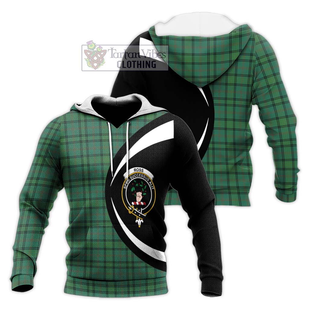 Ross Hunting Ancient Tartan Knitted Hoodie with Family Crest Circle Style Unisex Knitted Pullover Hoodie - Tartan Vibes Clothing