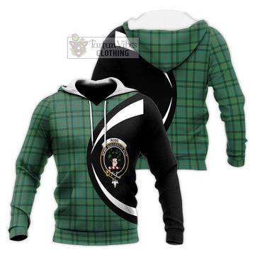 Ross Hunting Ancient Tartan Knitted Hoodie with Family Crest Circle Style