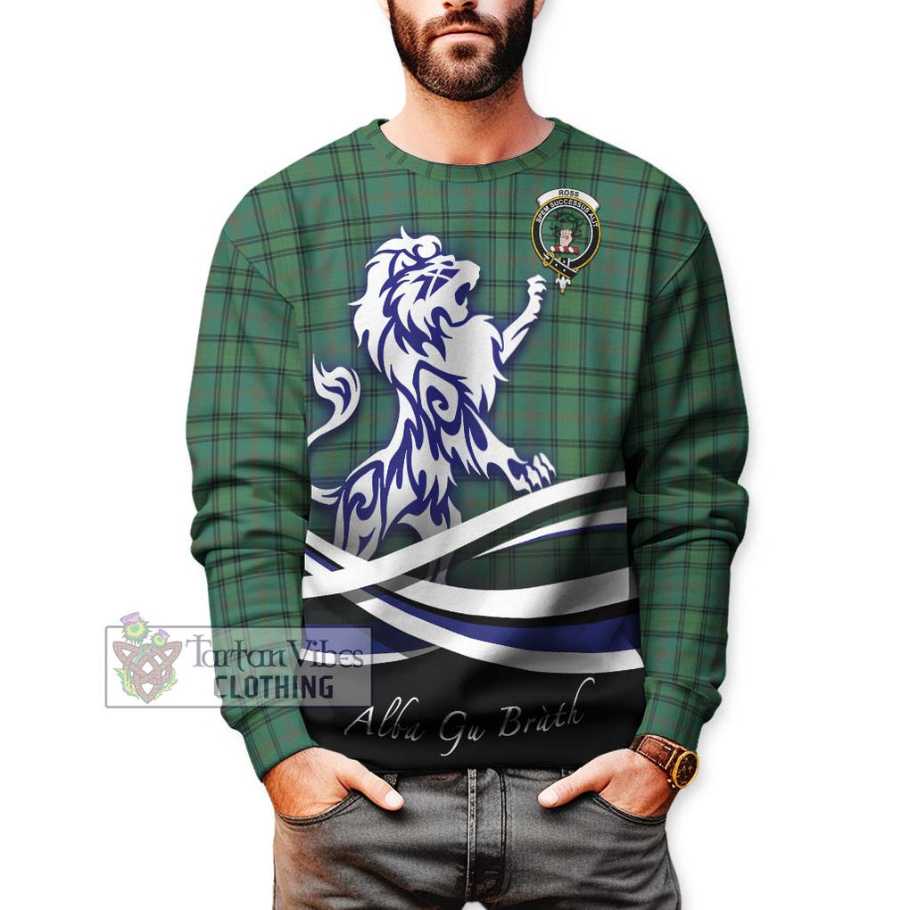 Ross Hunting Ancient Tartan Sweatshirt with Alba Gu Brath Regal Lion Emblem Unisex - Tartanvibesclothing Shop