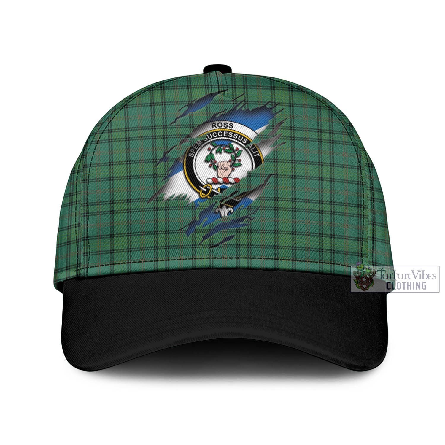 Tartan Vibes Clothing Ross Hunting Ancient Tartan Classic Cap with Family Crest In Me Style