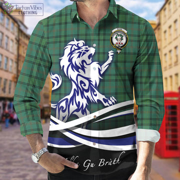 Ross Hunting Ancient Tartan Long Sleeve Button Up Shirt with Alba Gu Brath Regal Lion Emblem
