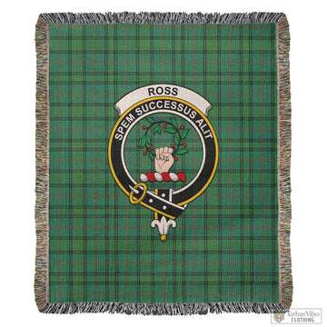 Ross Hunting Ancient Tartan Woven Blanket with Family Crest