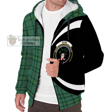 Ross Hunting Ancient Tartan Sherpa Hoodie with Family Crest Circle Style