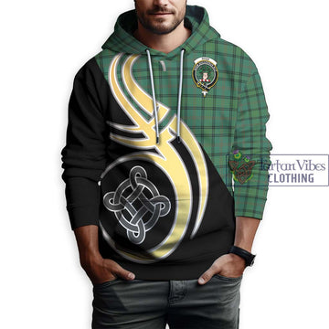 Ross Hunting Ancient Tartan Hoodie with Family Crest and Celtic Symbol Style