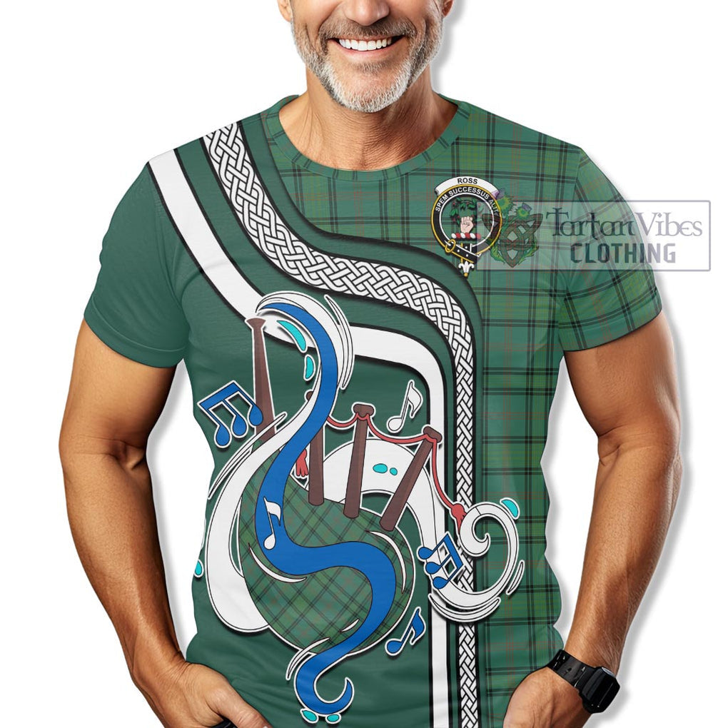 Ross Hunting Ancient Tartan T-Shirt with Epic Bagpipe Style Kid's Shirt - Tartanvibesclothing Shop