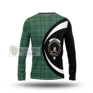 Ross Hunting Ancient Tartan Long Sleeve T-Shirt with Family Crest Circle Style