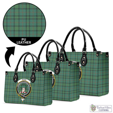 Ross Hunting Ancient Tartan Luxury Leather Handbags with Family Crest