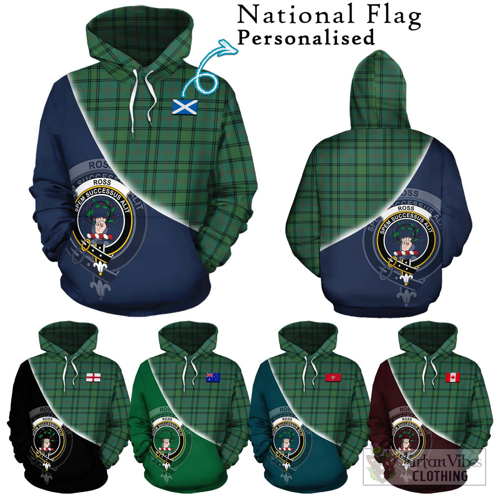 Ross Hunting Ancient Tartan Hoodie with Personalised National Flag and Family Crest Half Style Zip Hoodie - Tartanvibesclothing Shop