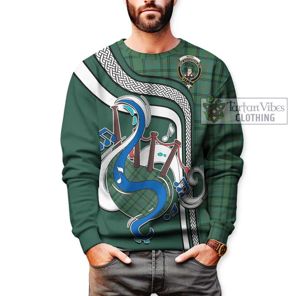 Tartan Vibes Clothing Ross Hunting Ancient Tartan Sweatshirt with Epic Bagpipe Style