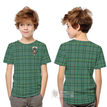 Ross Hunting Ancient Tartan Kid T-Shirt with Family Crest