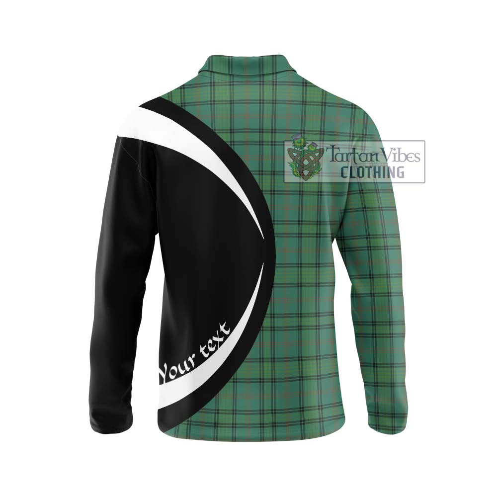 Ross Hunting Ancient Tartan Long Sleeve Polo Shirt with Family Crest Circle Style - Tartan Vibes Clothing